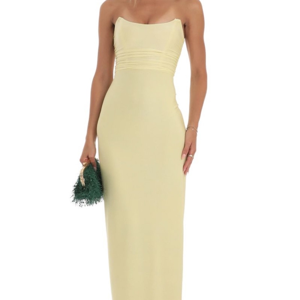 Corset Strapless Maxi Dress in Yellow